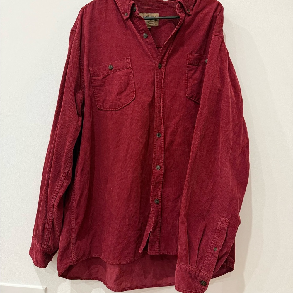 Men's Casual Button Down Shirt - Red